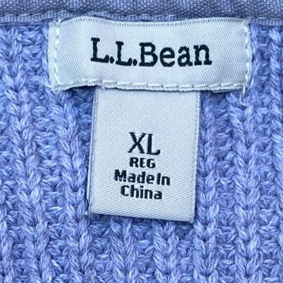 LL BEAN Freeport Maine Grey Cotton Ribbed Knit Pullover Sweater Size XL X-Large - Picture 6 of 11